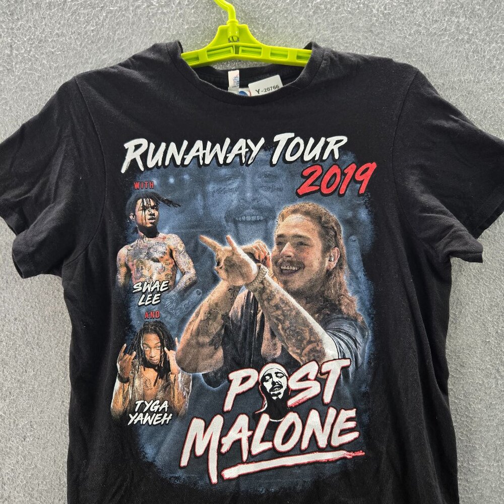 Post Malone Men Shirt S Black Graphic Print Post Malone Runaway Tour Band Tee